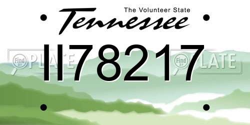 II78217 Tennessee License Plate