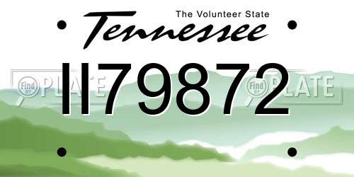 II79872 Tennessee License Plate