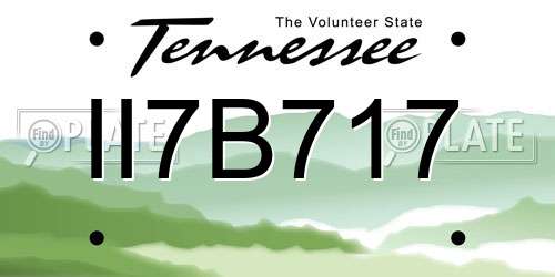 II7B717 Tennessee License Plate