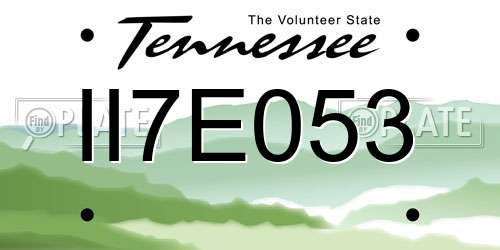 II7E053 Tennessee License Plate