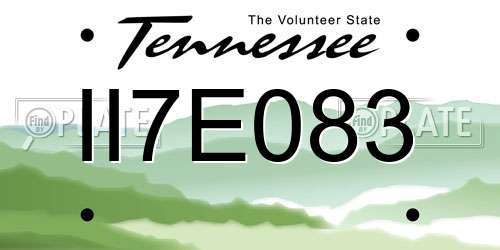II7E083 Tennessee License Plate