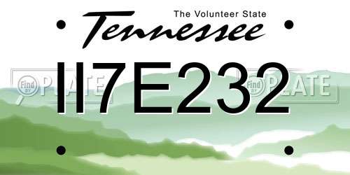 II7E232 Tennessee License Plate