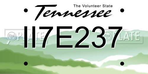 II7E237 Tennessee License Plate