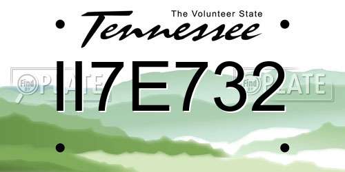 II7E732 Tennessee License Plate