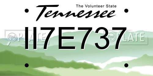 II7E737 Tennessee License Plate