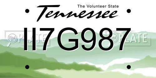 II7G987 Tennessee License Plate