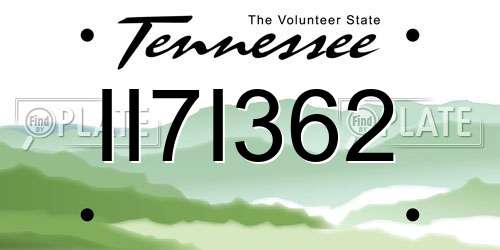 II7I362 Tennessee License Plate