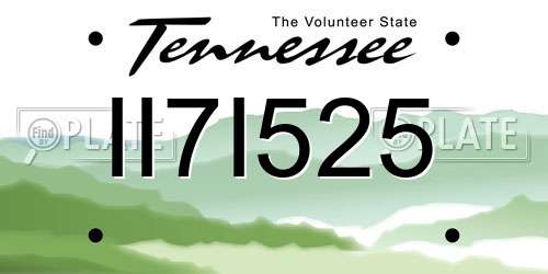 II7I525 Tennessee License Plate