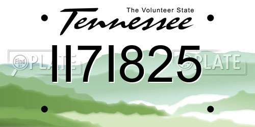 II7I825 Tennessee License Plate