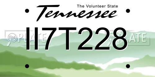 II7T228 Tennessee License Plate