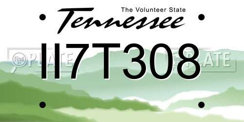 II7T308 Tennessee License Plate