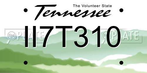 II7T310 Tennessee License Plate