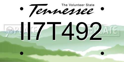 II7T492 Tennessee License Plate