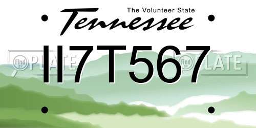 II7T567 Tennessee License Plate