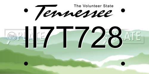 II7T728 Tennessee License Plate