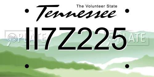 II7Z225 Tennessee License Plate