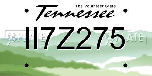 II7Z275 Tennessee License Plate