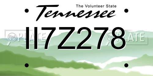 II7Z278 Tennessee License Plate