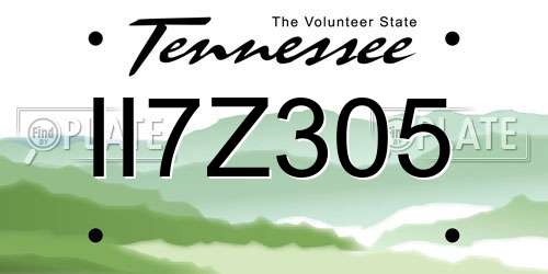 II7Z305 Tennessee License Plate