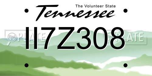 II7Z308 Tennessee License Plate