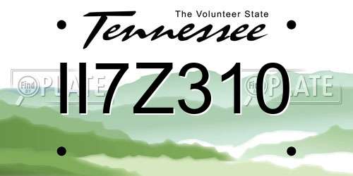 II7Z310 Tennessee License Plate