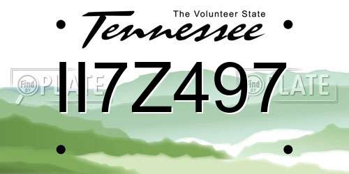 II7Z497 Tennessee License Plate