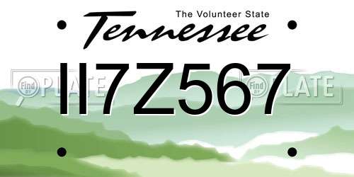 II7Z567 Tennessee License Plate