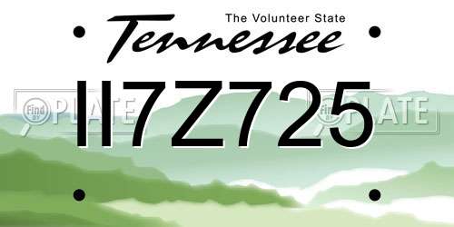 II7Z725 Tennessee License Plate