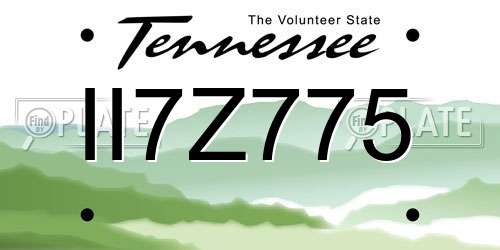 II7Z775 Tennessee License Plate