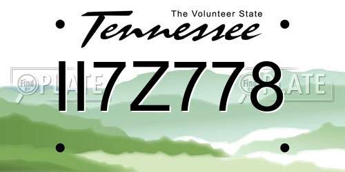 II7Z778 Tennessee License Plate