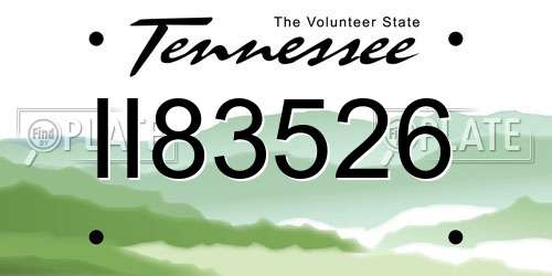 II83526 Tennessee License Plate