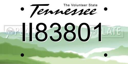 II83801 Tennessee License Plate