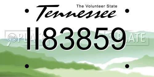 II83859 Tennessee License Plate