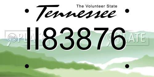 II83876 Tennessee License Plate
