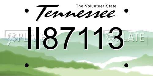 II87113 Tennessee License Plate