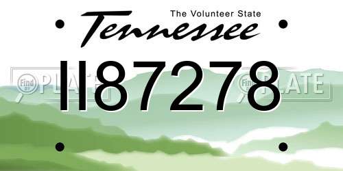 II87278 Tennessee License Plate