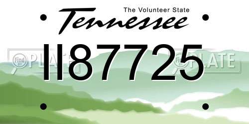 II87725 Tennessee License Plate