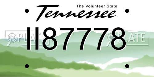 II87778 Tennessee License Plate