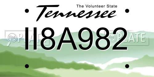 II8A982 Tennessee License Plate