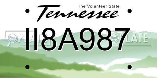 II8A987 Tennessee License Plate
