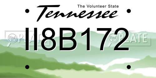 II8B172 Tennessee License Plate