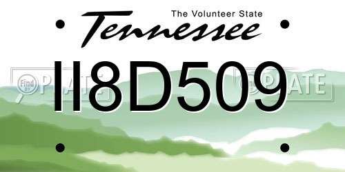 II8D509 Tennessee License Plate