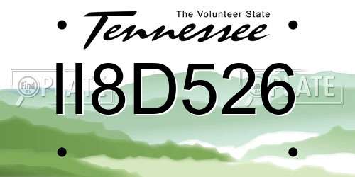 II8D526 Tennessee License Plate