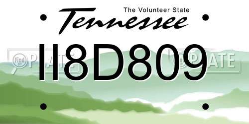 II8D809 Tennessee License Plate
