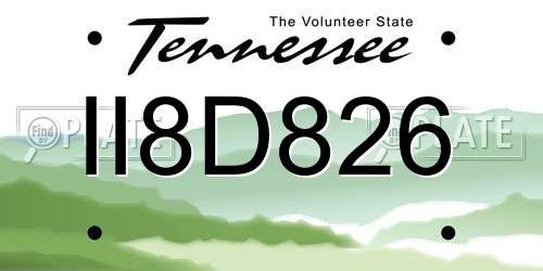 II8D826 Tennessee License Plate