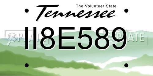 II8E589 Tennessee License Plate