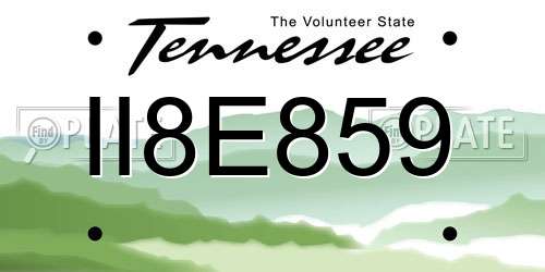 II8E859 Tennessee License Plate
