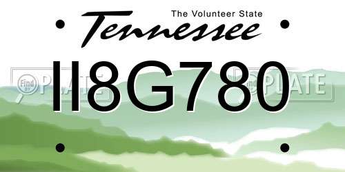 II8G780 Tennessee License Plate