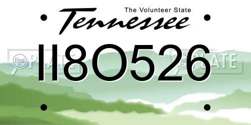 II8O526 Tennessee License Plate