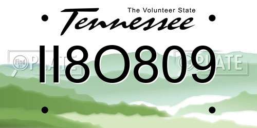 II8O809 Tennessee License Plate